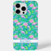 Roze Flamingo's met Monogram Case-Mate iPhone Case (Achterkant)