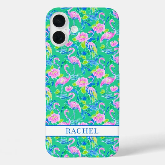 Roze Flamingo's met Monogram Case-Mate iPhone Case (Achterkant)