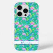 Roze Flamingo's met Monogram Case-Mate iPhone Case (Achterkant)