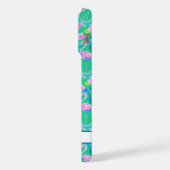 Roze Flamingo's met Monogram iPhone Hoesje (Linkerkant)