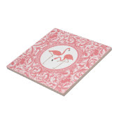 Roze flamingo's met roze en witte bloemwervelingen tegeltje (Zijkant)