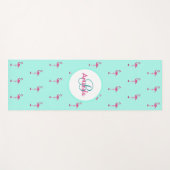 Roze flamingo's mint groen monogram naam yogamat (Voorkant (horizontaal))