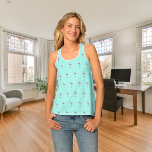 Roze flamingo's mintgroen tanktop<br><div class="desc">Mint groene achtergrond versierd met een roze flamingo patroon.</div>