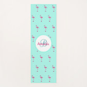 Roze flamingo's mintgroene monogram naam yogamat (Voorkant)