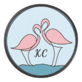 Roze Flamingo's Monogram Kunst, of Foto Hockey Puck (Voorkant)