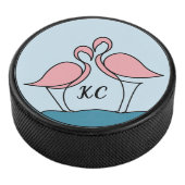 Roze Flamingo's Monogram Kunst, of Foto Hockey Puck (3/4)