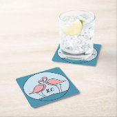 Roze Flamingo's Monogram Kunst, of Foto Kartonnen Onderzetters (Insitu)