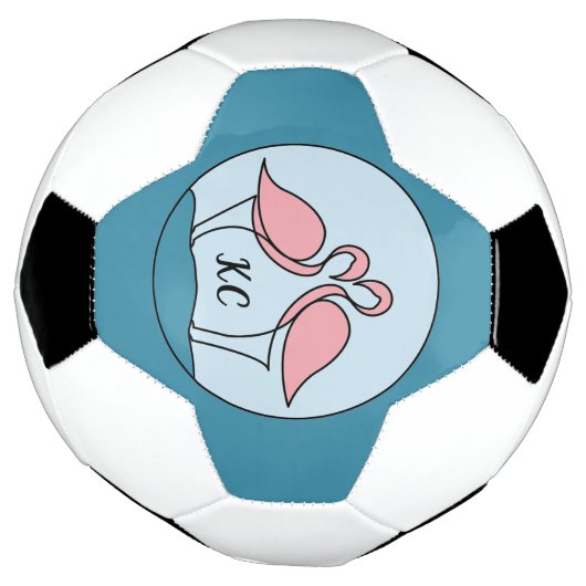 Roze Flamingo's Monogram Kunst, of Foto Voetbal (Gedraaid)