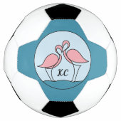 Roze Flamingo's Monogram Kunst, of Foto Voetbal (Voorkant)