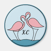 Roze Flamingo's Monogram Kunst, of Fotokeuken Magneet (Voorkant)