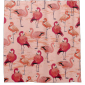 Roze Flamingo's: naadloos tropisch patroon Douchegordijn (Voorkant)