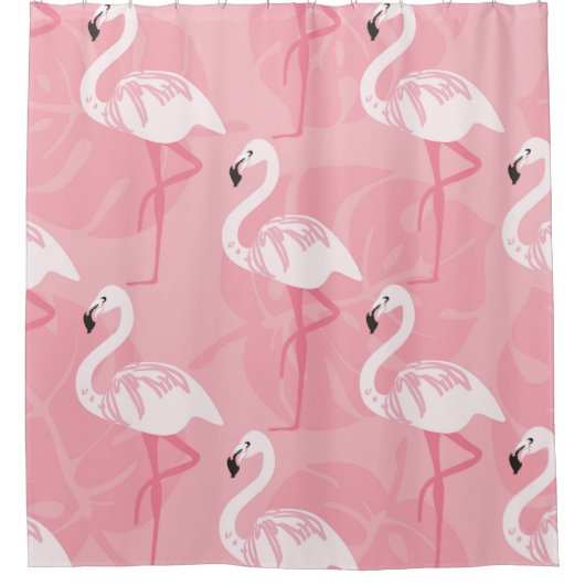 Roze flamingo's: naadloze  illustratie. douchegordijn (Voorkant)