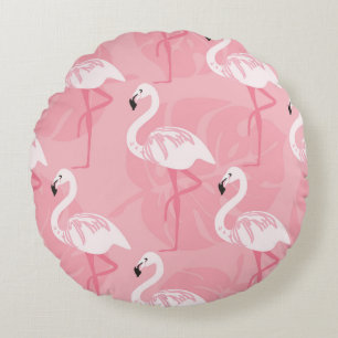 Roze flamingo's: naadloze illustratie. rond kussen