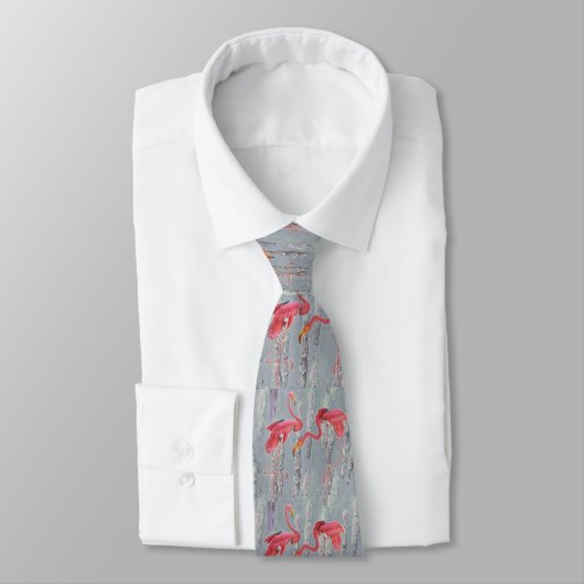 Roze Flamingos Necktie, Stropdas van Mannen (Gebonden)