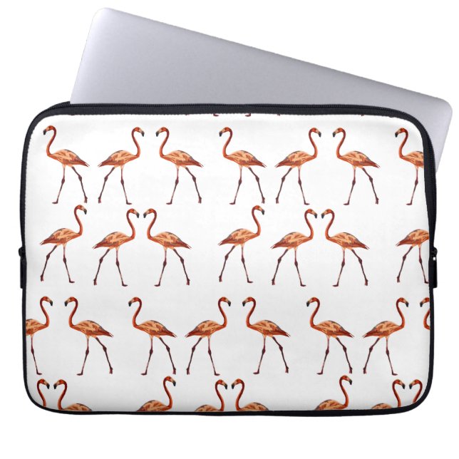 Roze Flamingo's Neopreen laptophoes 13" Laptop Sleeve (Voorkant)