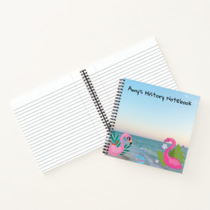 Roze Flamingo's Oceaan Gecentreerde Illustratie Notitieboek