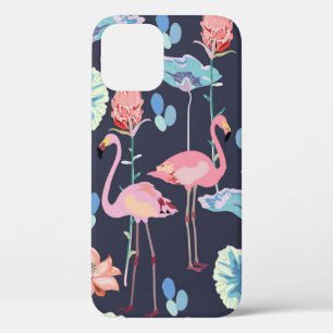 Roze flamingos omgeven door lotusbloemen en pro Case-Mate iPhone case