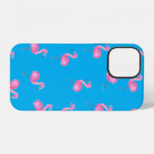 roze flamingos op aqua iPhone hoesje (Achterkant horizontaal)