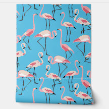 Roze Flamingo's op Blauw Kleurrijk