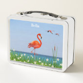 Roze flamingos op een mooi Florence landschap (Achterkant)