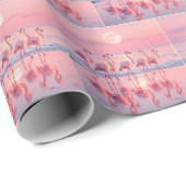 Roze flamingo's op een roze strand cadeaupapier (Rol Hoek)