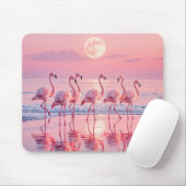 Roze flamingo's op een roze strand muismat (Met muis)