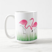 Roze flamingo's op groen gras koffiemok (Links)