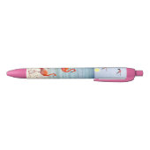 Roze Flamingo's op het Strand Blauwe Inkt Pen (Bodem)