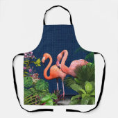 Roze flamingos op Klassieke blauw & Groene All-Ove Schort (Voorkant)