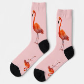 Roze Flamingo's op Licht Roze Crew Sokken (Links)