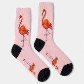 Roze Flamingo's op Licht Roze Crew Sokken (Rechts)