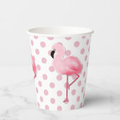 Roze Flamingo's op Polka Dots Papieren Bekers (Achterkant)