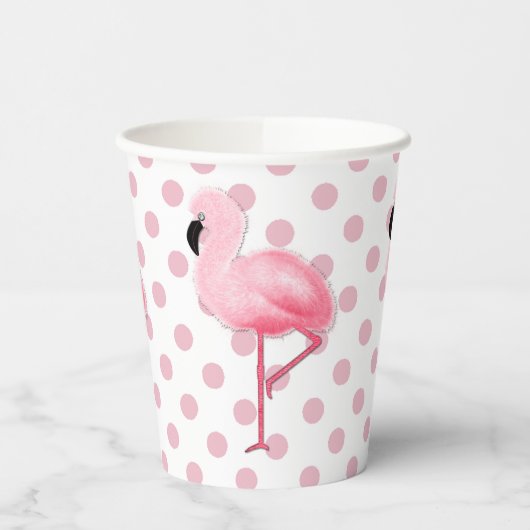 Roze Flamingo's op Polka Dots Papieren Bekers (Links)