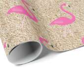 Roze Flamingo's op strandzand inpakpapier (Rol Hoek)