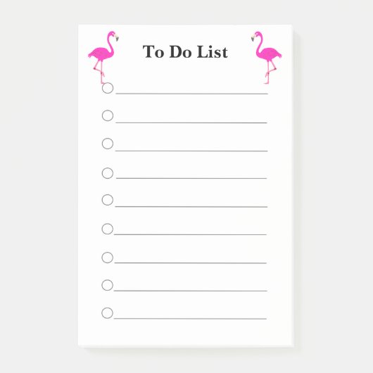Roze flamingo's op wit gelinieerd To Do List Post- Post-it® Notes (Voorkant)