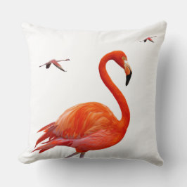 Roze flamingo's op wit kussen