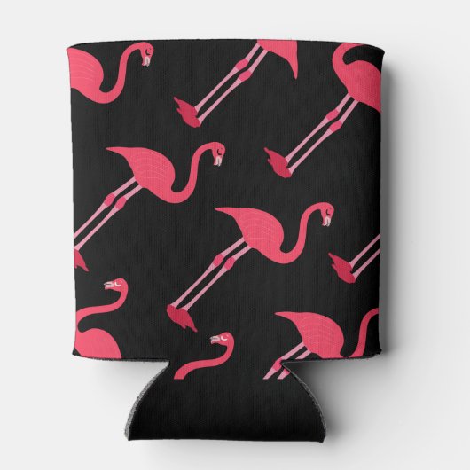 Roze flamingos op zwarte 21ste verjaardag, aangepa blikjeskoeler (Achterkant)