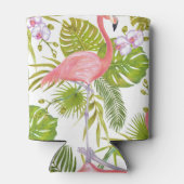 Roze flamingo's, orchideeën: waterverf. blikjeskoeler (Achterkant)
