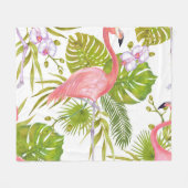 Roze flamingo's, orchideeën: waterverf. fleece deken (Voorkant (Horizontaal))