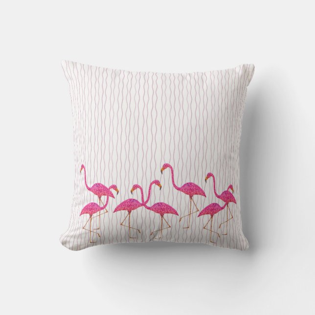 Roze flamingos Outdoor Pillow Buitenkussen (Voorkant)