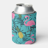 Roze Flamingo's Palm: Exotisch Hawaï Blikjeskoeler (Blikje Voorkant)