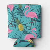 Roze Flamingo's Palm: Exotisch Hawaï Blikjeskoeler (Achterkant)