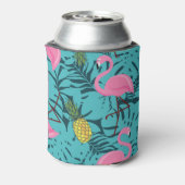 Roze Flamingo's Palm: Exotisch Hawaï Blikjeskoeler (Blikje Achterkant)