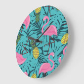 Roze Flamingo's Palm: Exotisch Hawaï Grote Klok (Hoek)