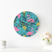 Roze Flamingo's Palm: Exotisch Hawaï Grote Klok (Huis)