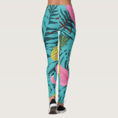 Roze Flamingo's Palm: Exotisch Hawaï Leggings (Achterkant)