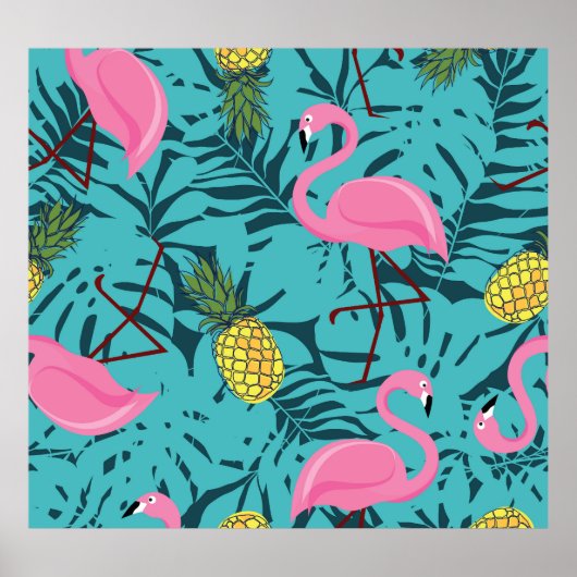 Roze Flamingo's Palm: Exotisch Hawaï Poster (Voorkant)