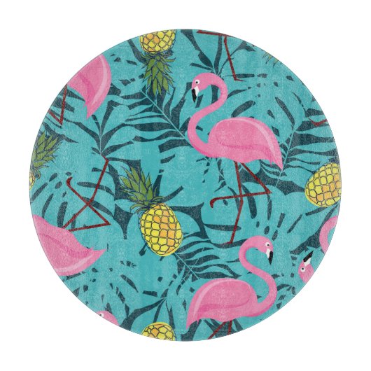Roze Flamingo's Palm: Exotisch Hawaï Snijplank (Voorkant)