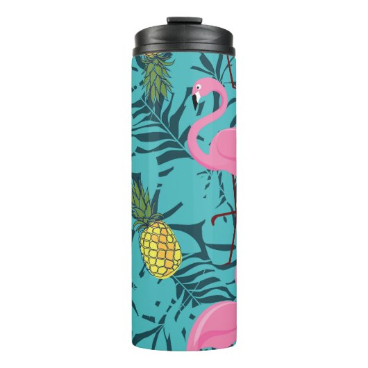 Roze Flamingo's Palm: Exotisch Hawaï Thermosbeker (Voorkant)
