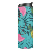 Roze Flamingo's Palm: Exotisch Hawaï Thermosbeker (Gedraaid links)